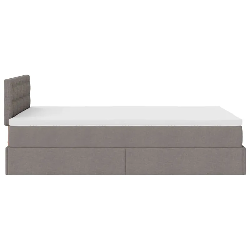 Osmanų lova su čiužiniu ir LED, taupe sp., 120x190cm, audinys