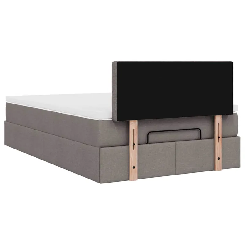 Osmanų lova su čiužiniu ir LED, taupe sp., 120x190cm, audinys