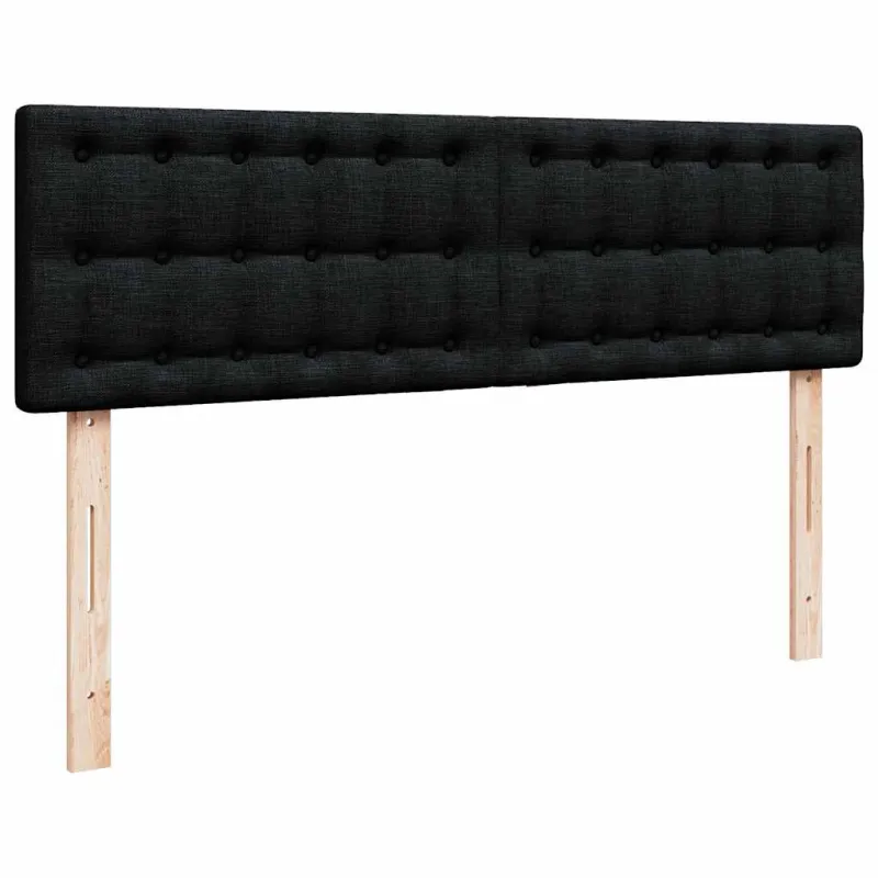 Osmanų lova su čiužiniu ir LED juodas 140x190cm audinys