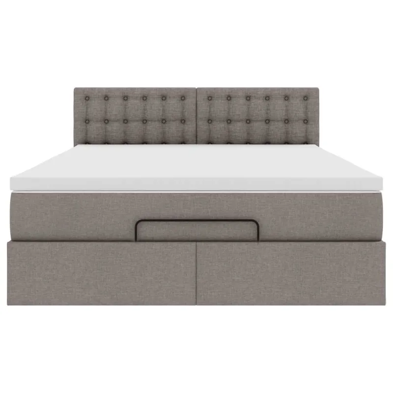 Osmanų lova su čiužiniu ir LED, taupe, 140x190cm, audinys