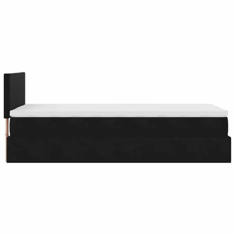 Osmanų lova su čiužiniu ir LED, juodas, 80x200cm, aksomas