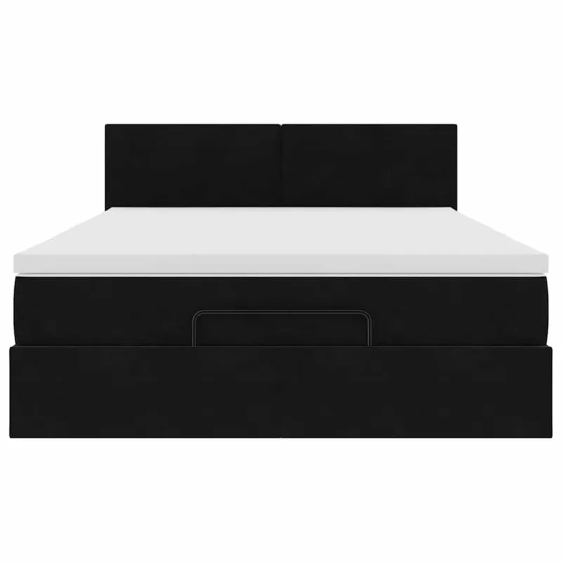 Osmanų lova su čiužiniu ir LED Juodas 140x190cm Velvet