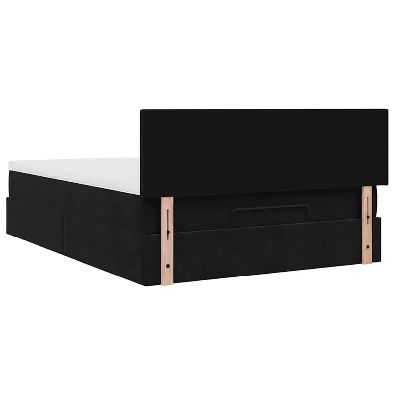 Osmanų lova su čiužiniu ir LED Juodas 140x190cm Velvet