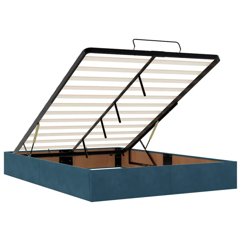 Osmanų lova su čiužiniu ir LED Tamsiai mėlyna 140x190cm Velvet