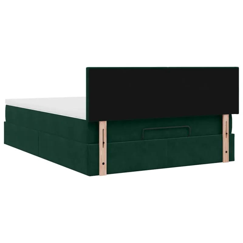 Osmanų lova su čiužiniu ir LED Tamsiai žalia 140x200cm Velvet