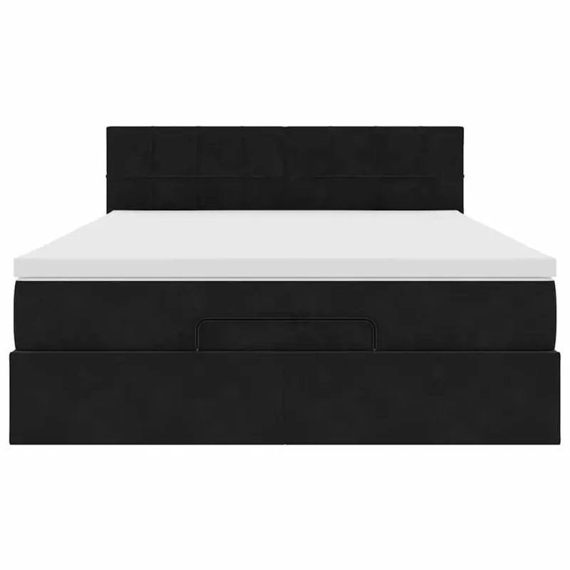 Osmanų lova su čiužiniu ir LED Juodas 140x190cm Velvet