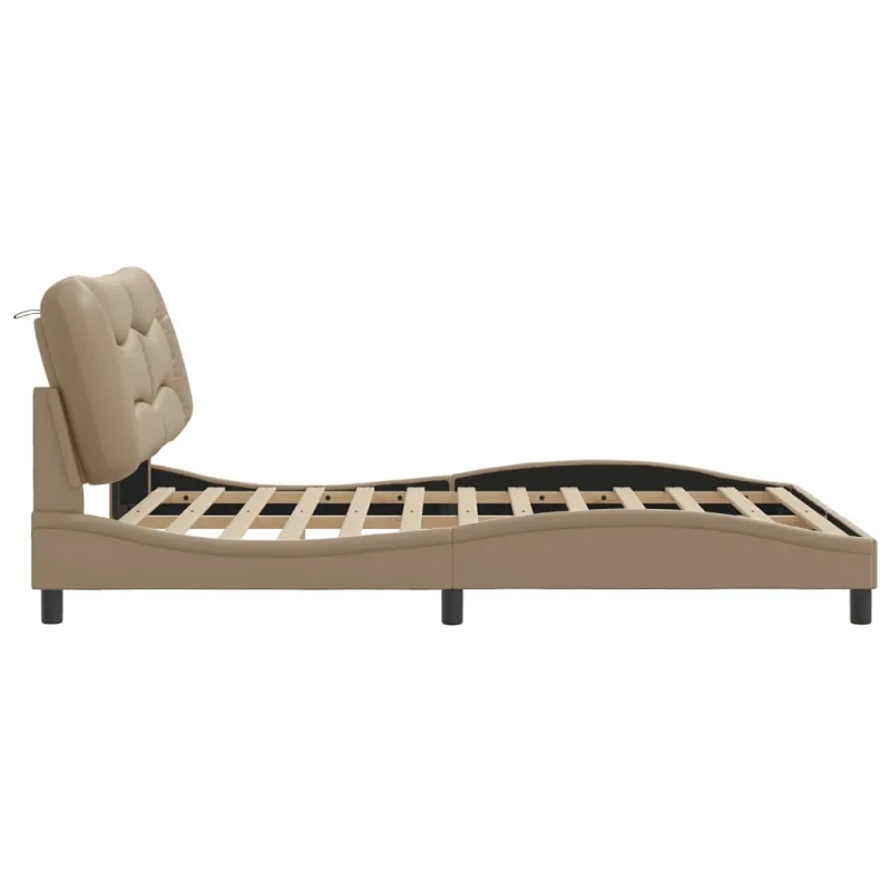 Lovos rėmas su LED be čiužinio, Hvar, kapučino spalvos, 160x200cm
