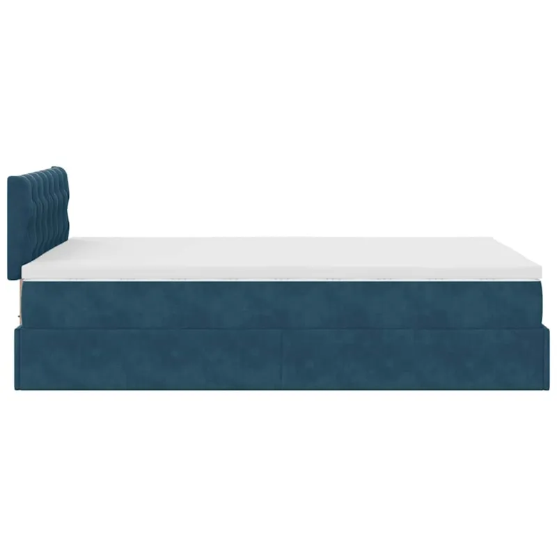 Osmanų lova su čiužiniu ir LED, tamsiai mėlynas, 120x190cm
