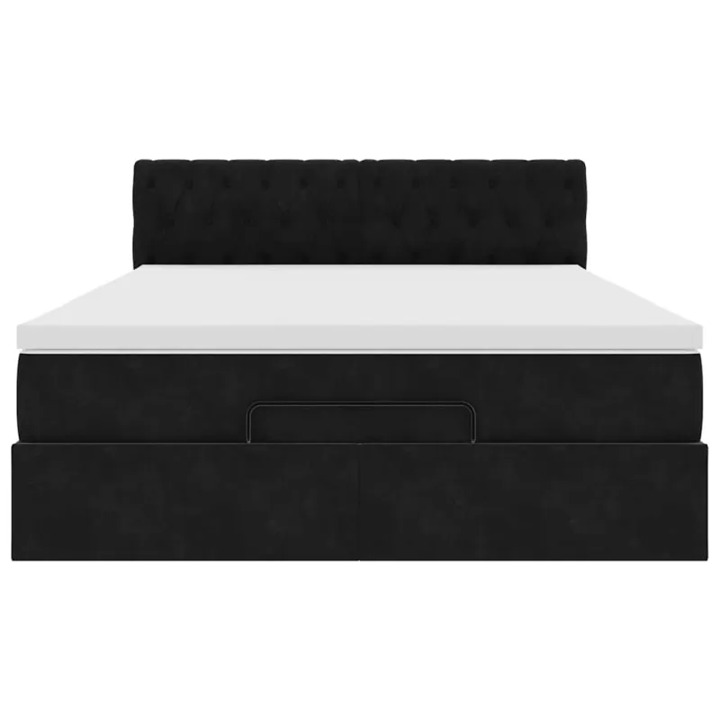 Osmanų lova su čiužiniu ir LED Juodas 140x190cm Velvet
