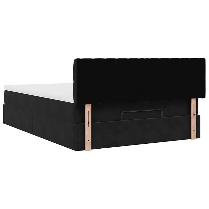 Osmanų lova su čiužiniu ir LED Juodas 140x190cm Velvet