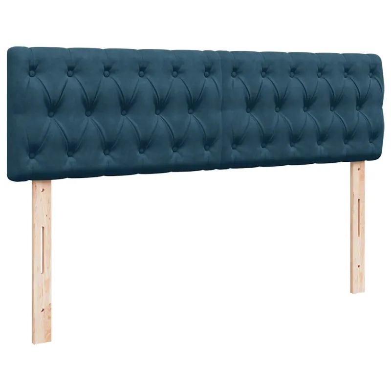 Osmanų lova su čiužiniu ir LED Tamsiai mėlyna 140x190cm Velvet