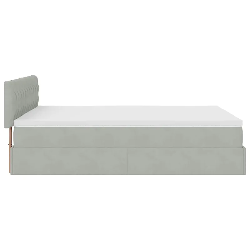 Osmanų lova su čiužiniu ir LED šviesiai pilka 140x200cm Velvet