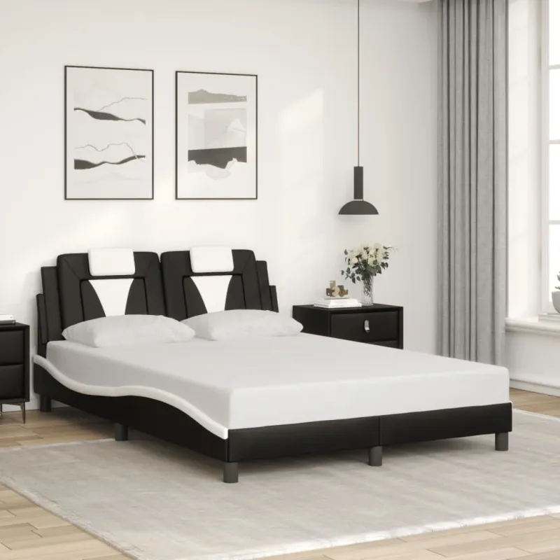 Lovos rėmas, Viana, su LED be čiužinio, juodas ir baltas, 140x200cm