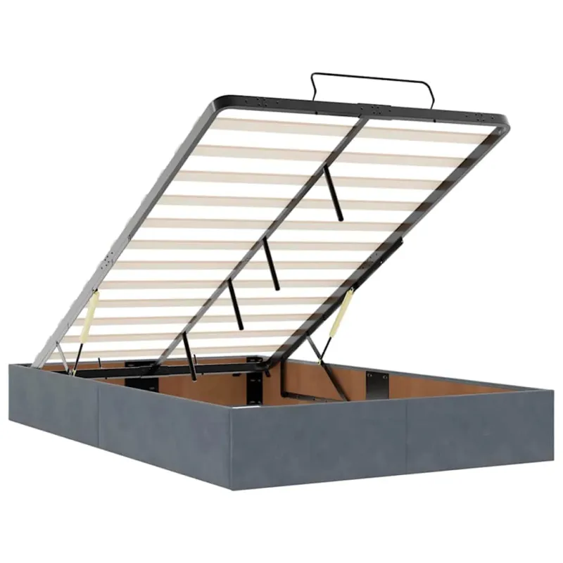 Osmanų lova su čiužiniu ir LED tamsiai pilkas 120x190cm aksomas