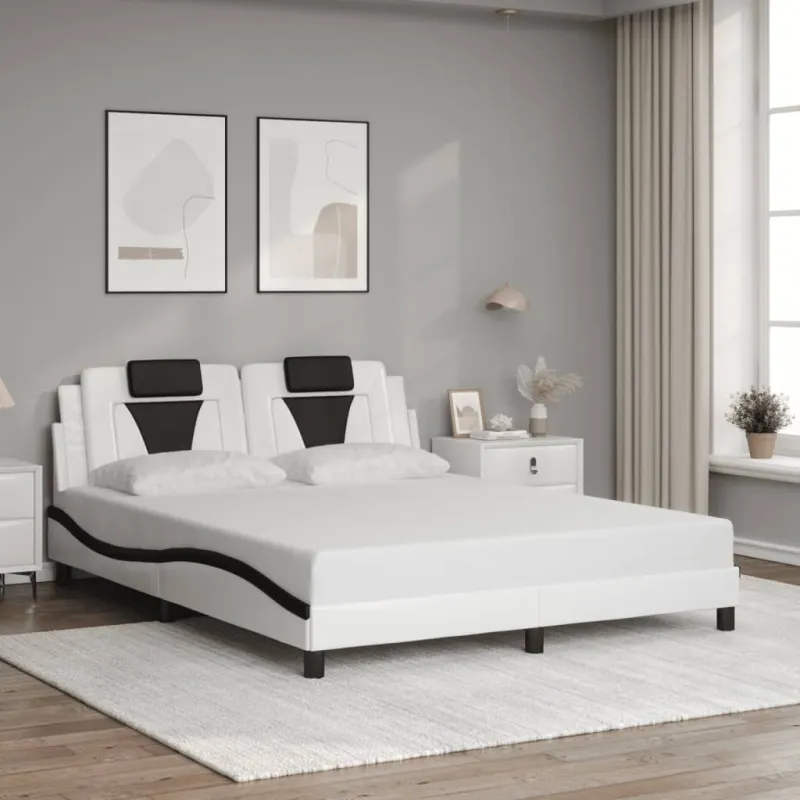 Lovos rėmas, Viana, su LED be čiužinio, baltas ir juodas, 160x200cm