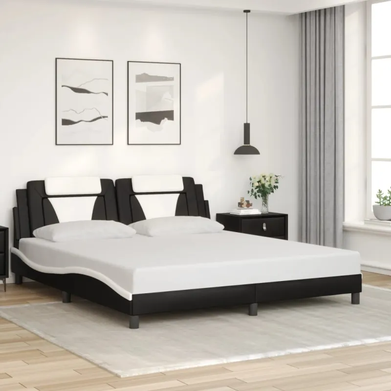 Lovos rėmas, Viana, su LED be čiužinio, juodas ir baltas, 180x200cm