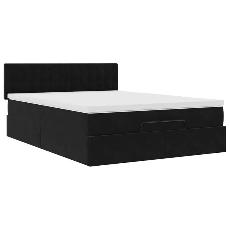 Osmanų lova su čiužiniu ir LED Juodas 140x190cm Velvet