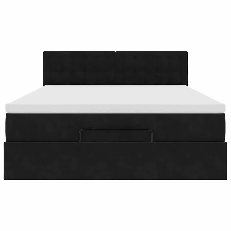 Osmanų lova su čiužiniu ir LED Juodas 140x190cm Velvet