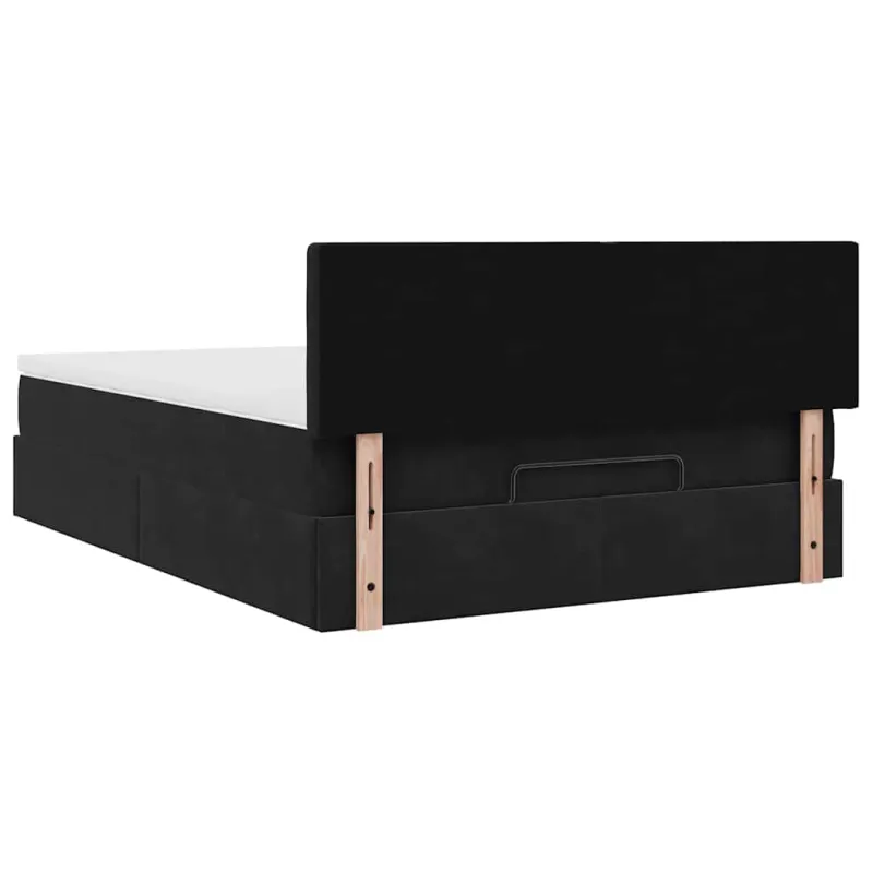 Osmanų lova su čiužiniu ir LED Juodas 140x190cm Velvet