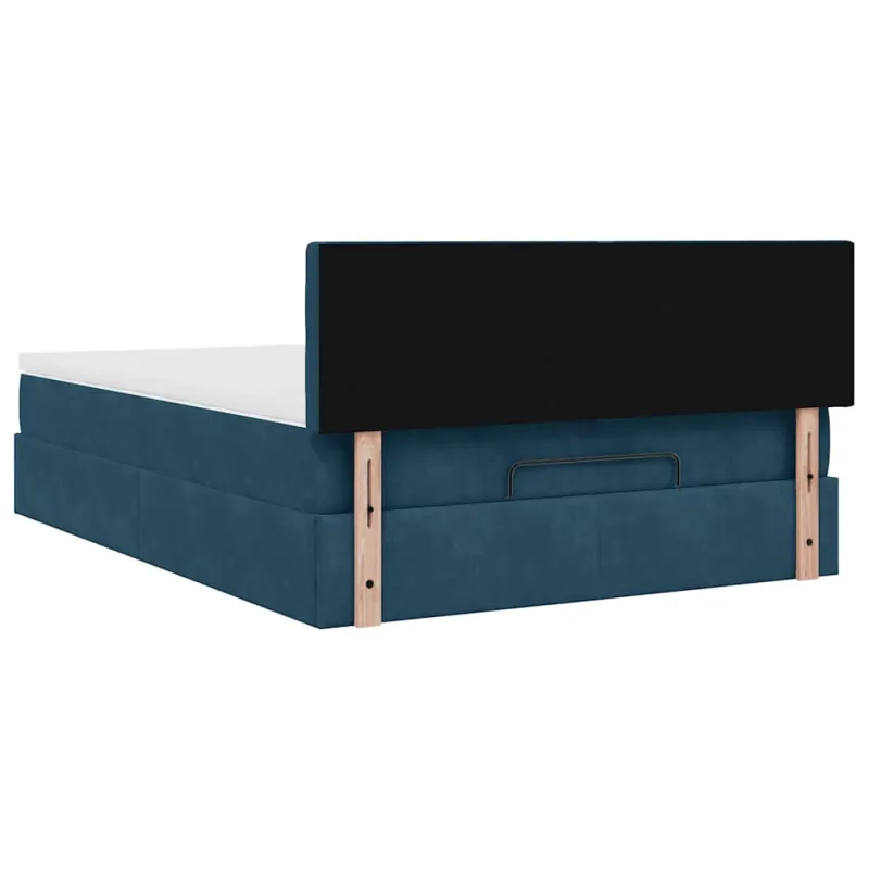 Osmanų lova su čiužiniu ir LED Tamsiai mėlyna 140x190cm Velvet