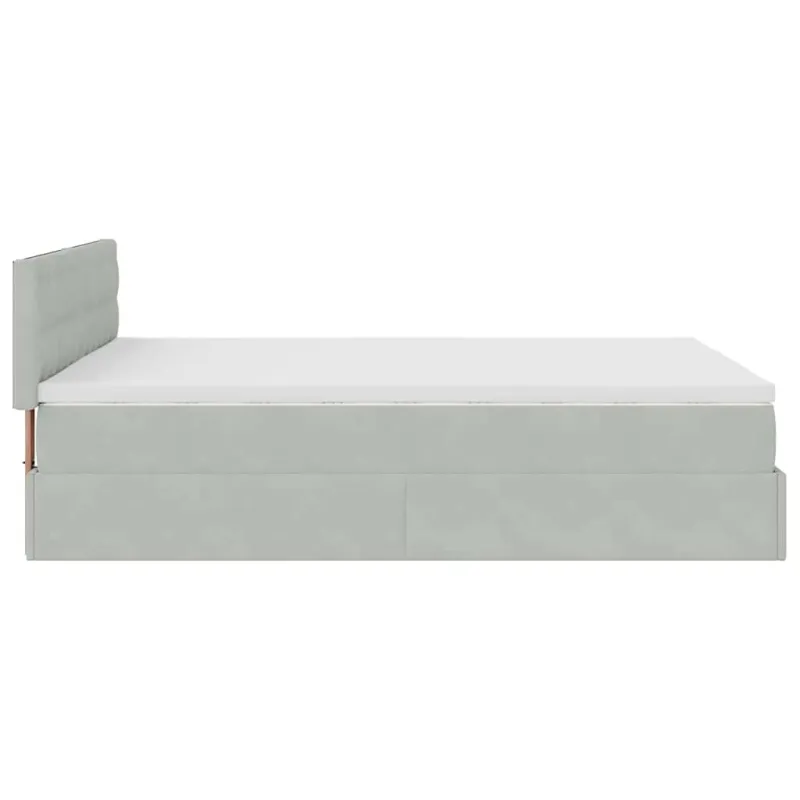 Osmanų lova su čiužiniu ir LED šviesiai pilka 140x200cm Velvet