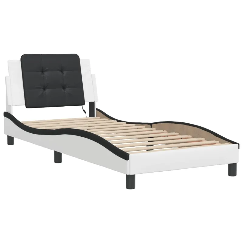 Lovos rėmas su LED be čiužinio, Zadar, baltas ir juodas, 80x200cm