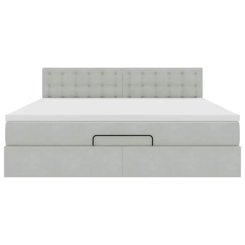 Osmanų lova su čiužiniu ir LED šviesiai pilka 180x200cm Velvet