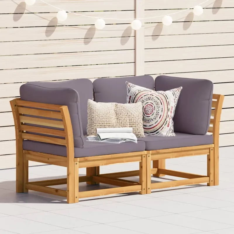 Dvivietė sodo sofa su pagalvėlėmis, akacijos medienos masyvas
