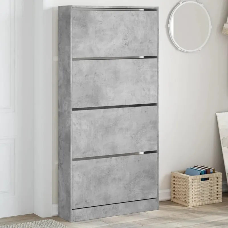 Batų spintelė su 4 stalčiais, betono, 80x21x163,5cm