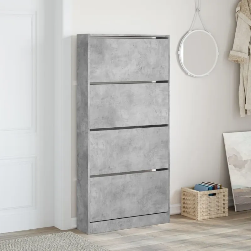Batų spintelė su 4 stalčiais, betono, 80x21x163,5cm