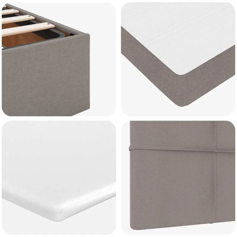 Osmanų lovos rėmas su čiužiniu, taupe, 120x200cm, audinys