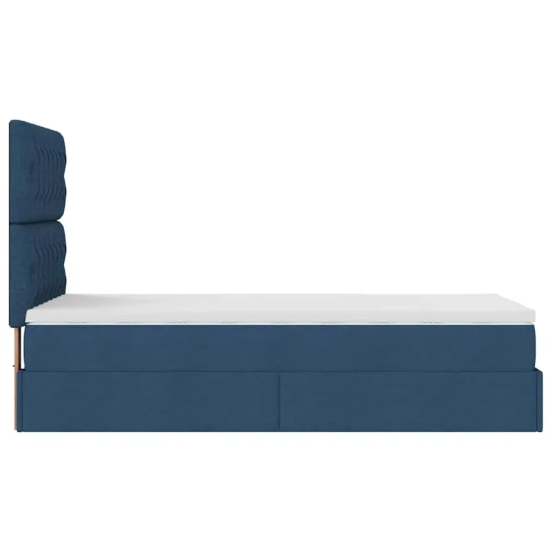 Osmanų lova su čiužiniu, mėlynas, 100x200cm, audinys