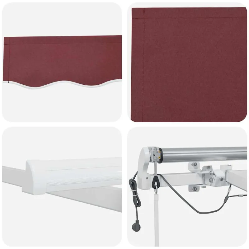 Automatinė ištraukiama markizė su LED, bordo spalvos, 500x300cm