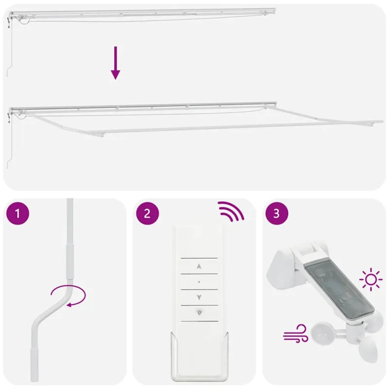 Automatinė ištraukiama markizė su LED, bordo spalvos, 600x300cm