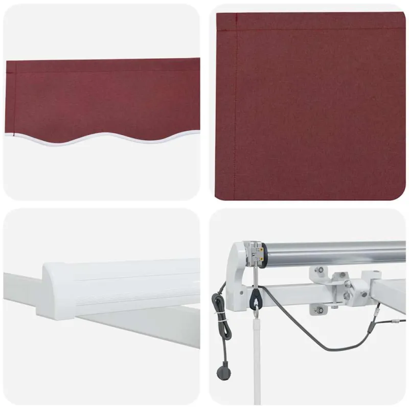 Automatinė ištraukiama markizė su LED, bordo spalvos, 600x300cm