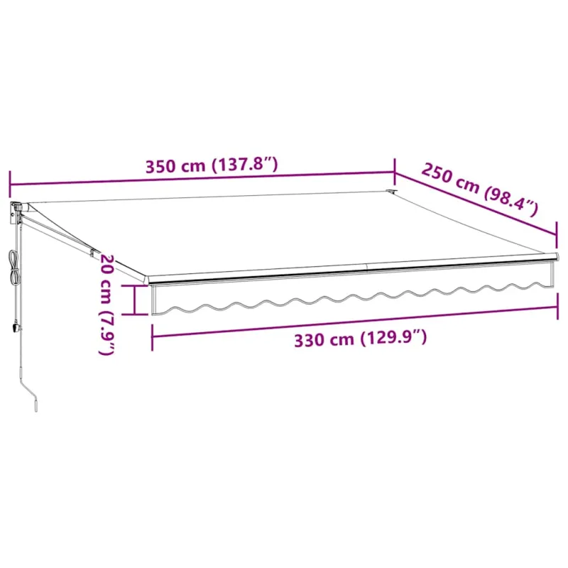 Automatinė ištraukiama markizė, bordo spalvos, 350x250cm