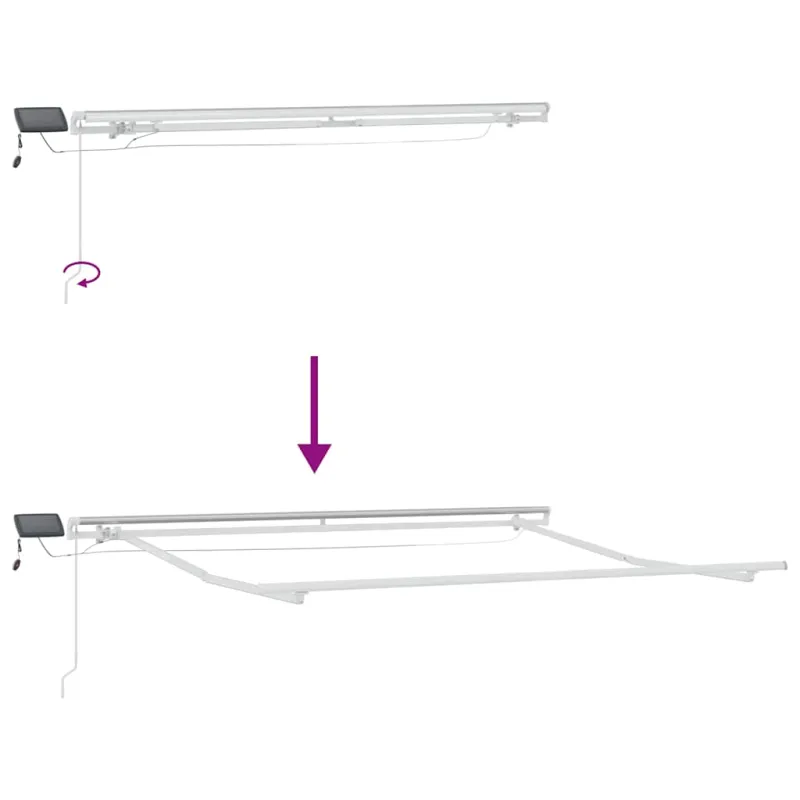 Rankiniu būdu ištraukiama markizė su LED, ruda, 300x250cm