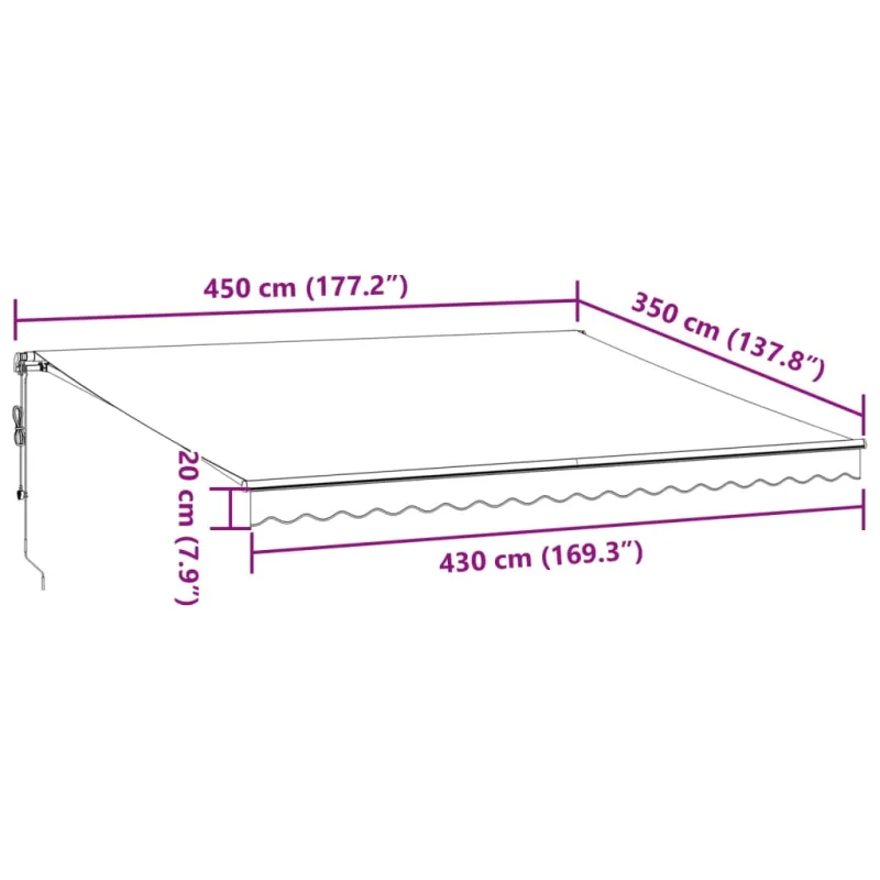 Automatinė ištraukiama markizė su LED, rudos spalvos, 450x350cm