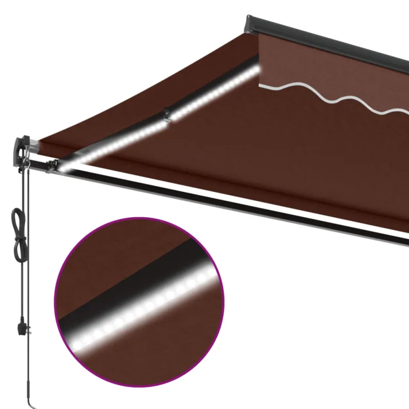 Automatinė ištraukiama markizė su LED, rudos spalvos, 450x350cm