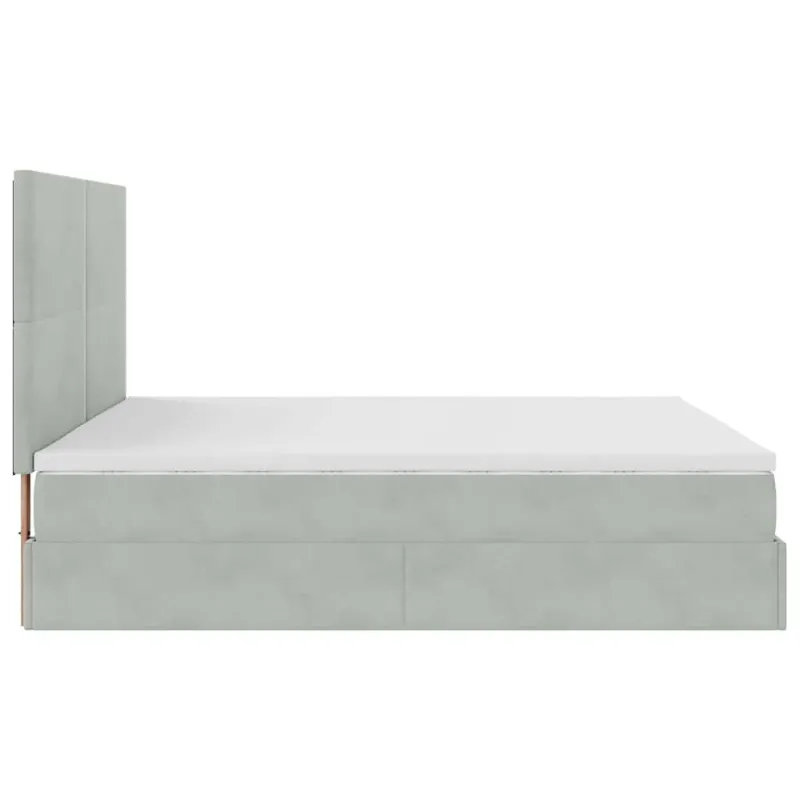 Osmanų lovos rėmas su čiužiniais, pilkas, 200x200cm, aksomas