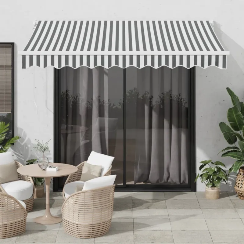 Ištraukiama markizė, antracito/balta, 3x2,5m, audinys/aliuminis