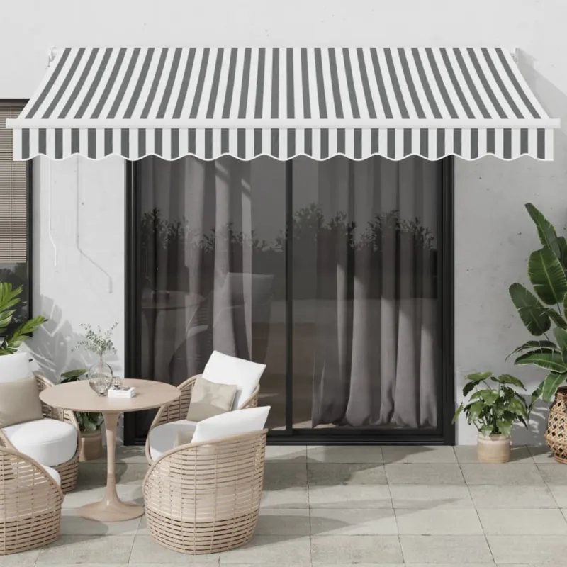 Ištraukiama markizė, antracito/balta, 3,5x2,5m, audinys