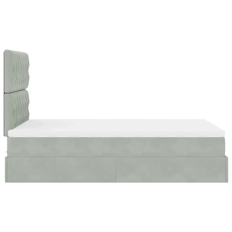 Osmanų lovos rėmas su čiužiniais, pilkas, 120x200cm, aksomas