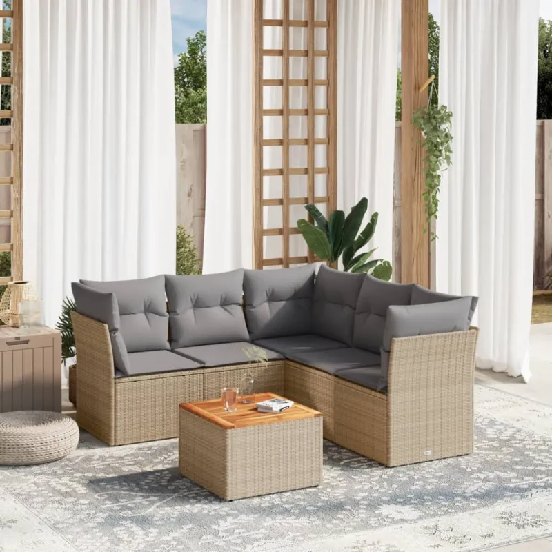 Sofakokonaisuus tyynyine, 6 osaa, hiekka, polyratasta