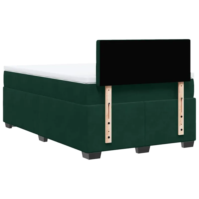 Lova su spyruoklėmis ir čiužiniu, žalia, 120x200cm, aksomas