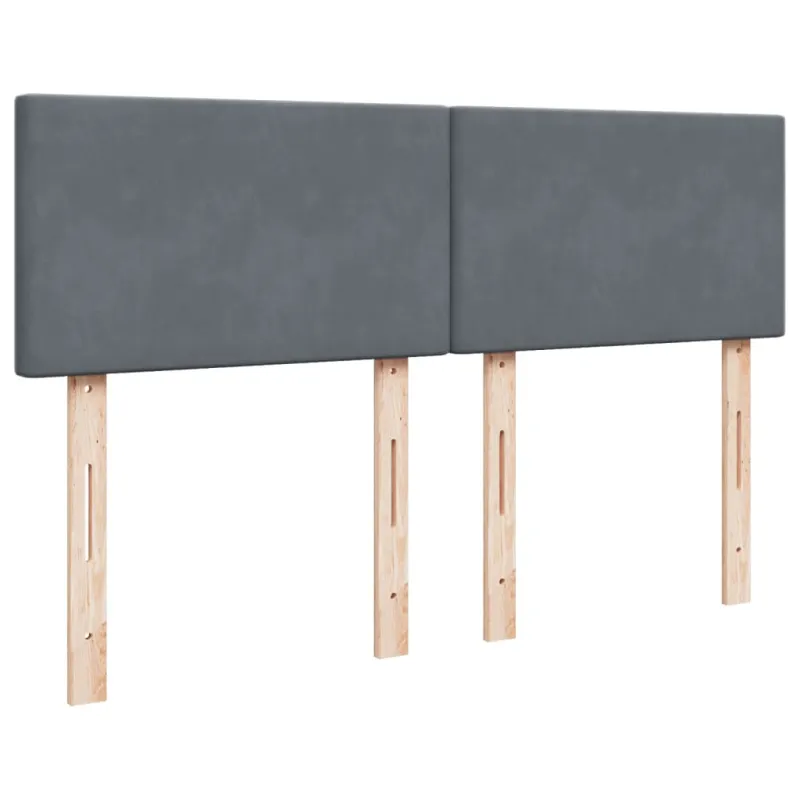 Lova su spyruoklėmis ir čiužiniu, pilka, 140x200 cm, aksomas