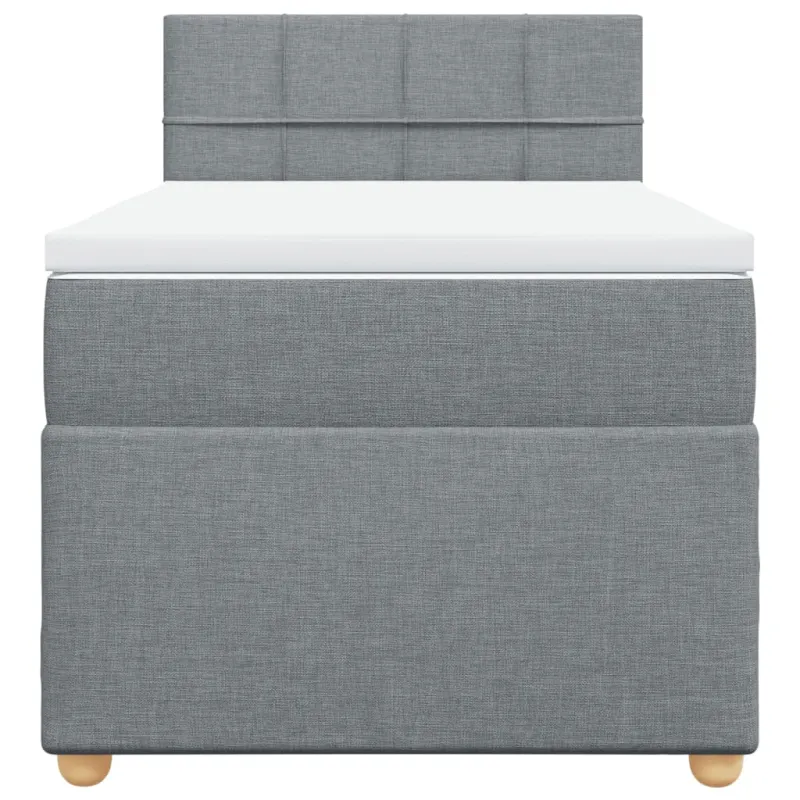 Lova su spyruoklėmis ir čiužiniu, pilka, 90x190 cm, audinys