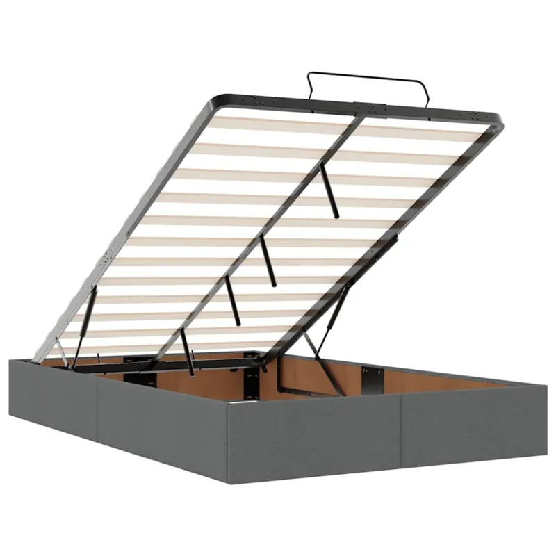 Osmanų lova su čiužiniu ir LED tamsiai pilkas 120x190cm audinys