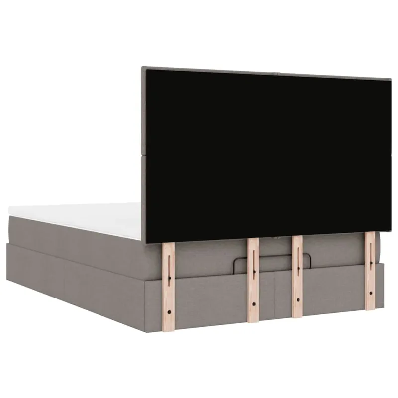 Osmanų lova su čiužiniu ir LED, taupe, 140x190cm, audinys