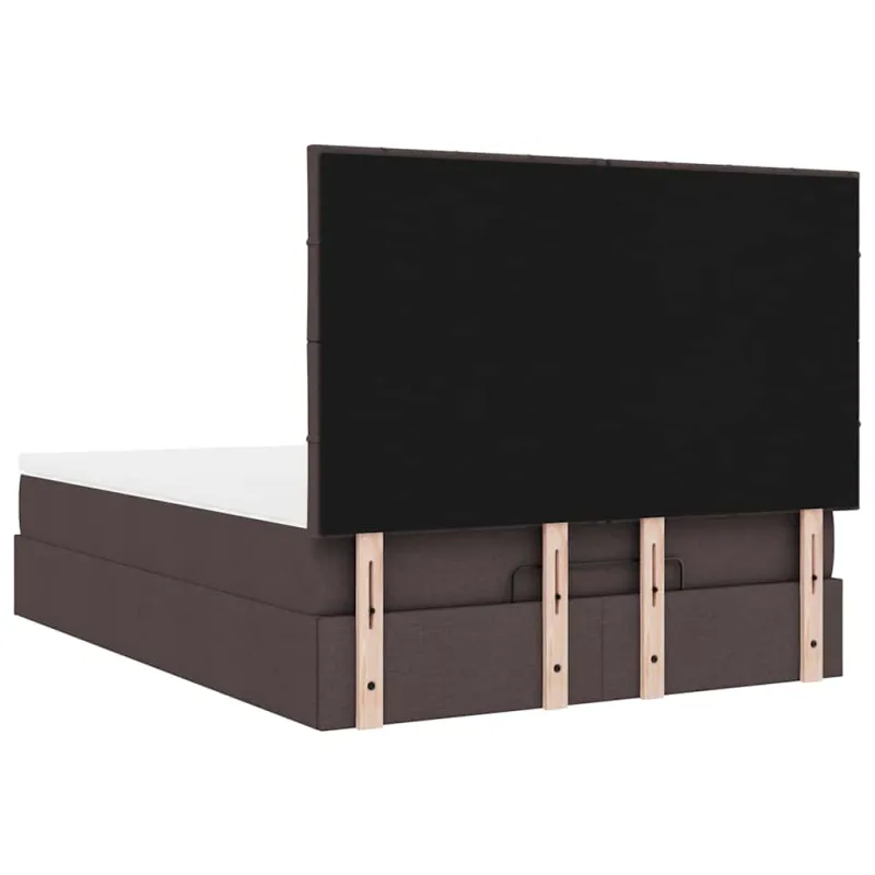 Osmanų lova su čiužiniu ir LED, rudas, 140x190cm, audinys